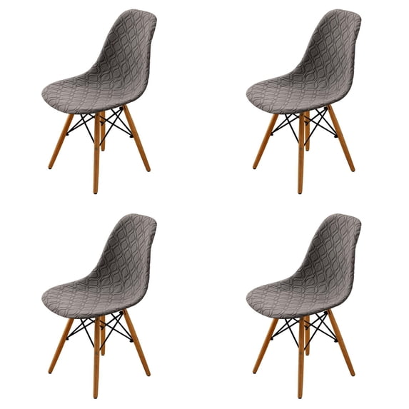 Jacquard Dining Chair Covers Set of 4, Mid Century Modern Dining Room Chair Slipcovers Stretch Shell Chair Cover Lounge Armless Chair Protectors for Home Kitchen Dining Room