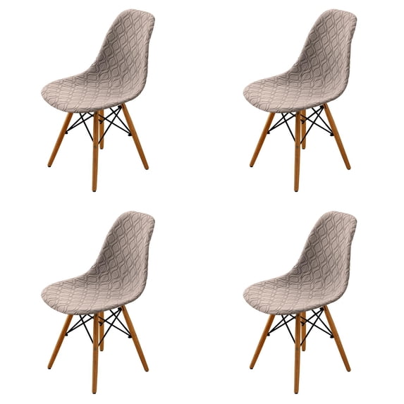 Jacquard Dining Chair Covers Set of 4, Mid Century Modern Dining Room Chair Slipcovers Stretch Shell Chair Cover Lounge Armless Chair Protectors for Home Kitchen Dining Room