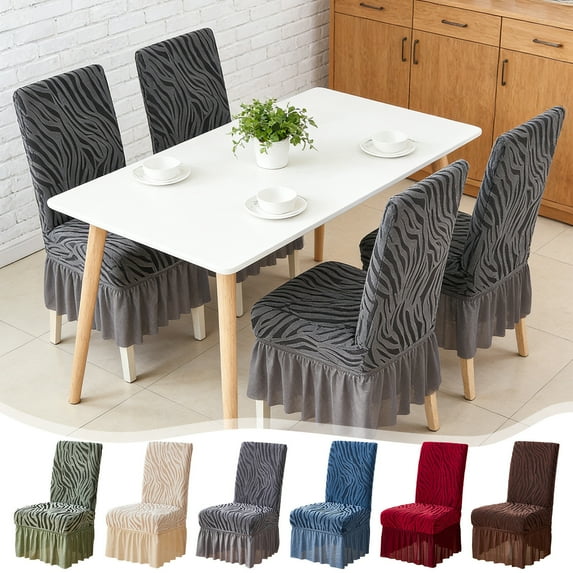Jacquard Dining Chair Covers - Thick Elastic One-Piece Skirt-Style Chair Covers, Full Coverage Hotel-Quality Chair Supplies, Durable Washable Decoration for Home Dining Rooms & Special Events, Coffee
