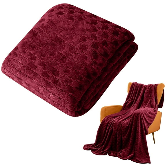 Jacquard Flannel Blanket 70*100Cm Red, Simple&Opulence Throw Blanket for Couch Blankets for Women 100 Cm Cozy Lightweight Fleece Blanket for Home Decor(1 Blanket)