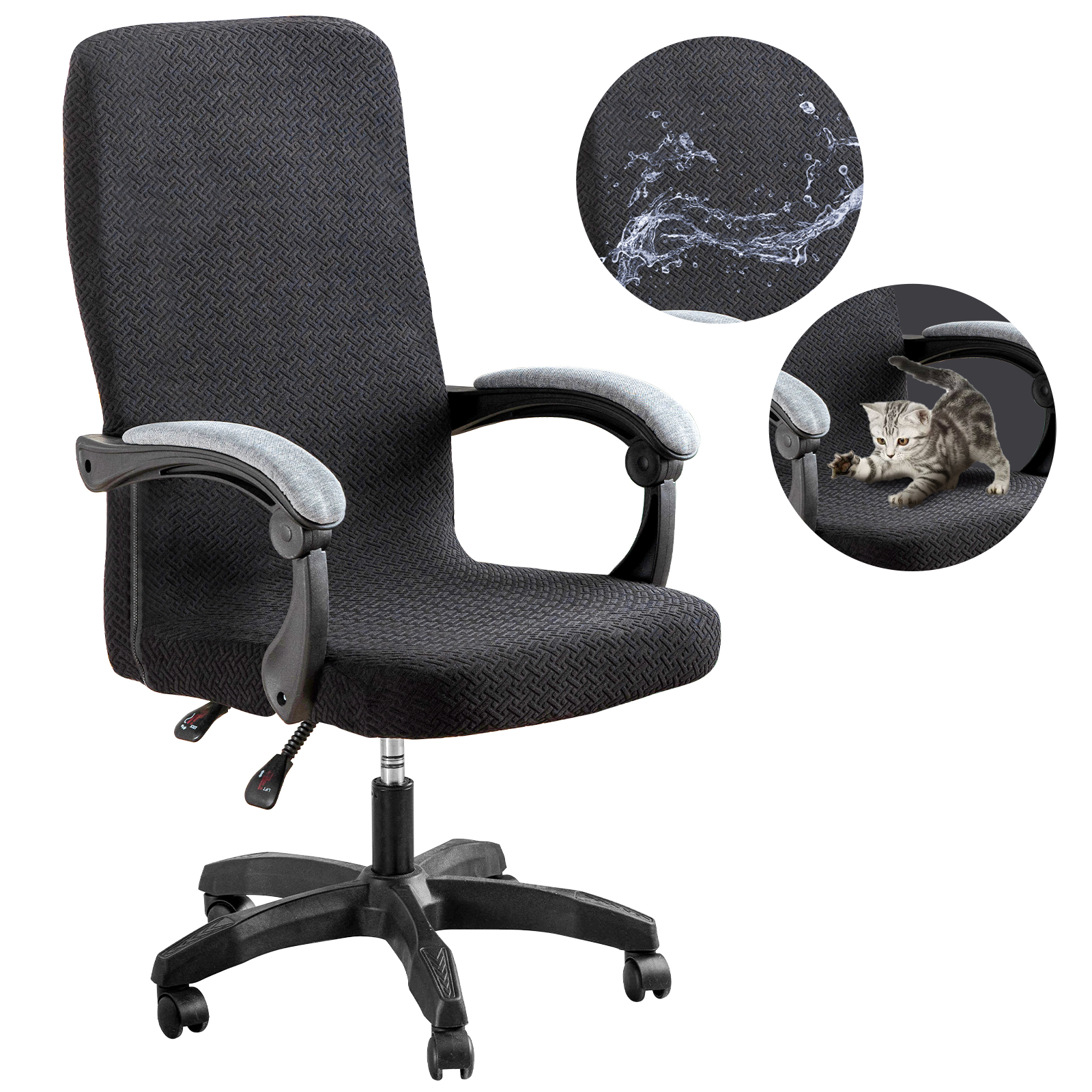 Jacquard High Back Office Chair Cover Stretchable Desk Chair Covers