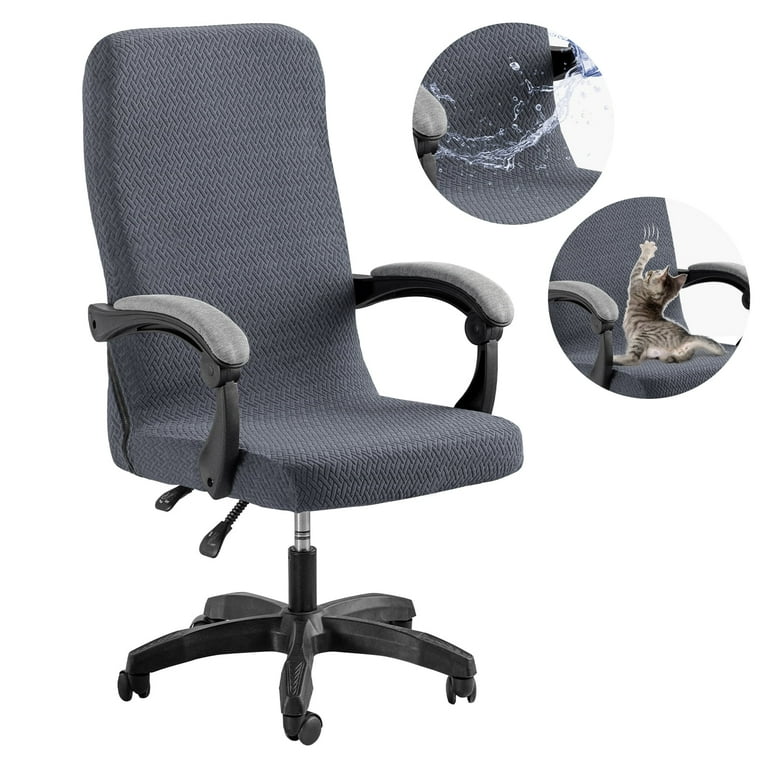 Jacquard High Back Office Chair Cover Stretchable Desk Chair Covers for Executive Computer Chair Rotating Chair Slipcovers Seat Protector Small Gray Walmart