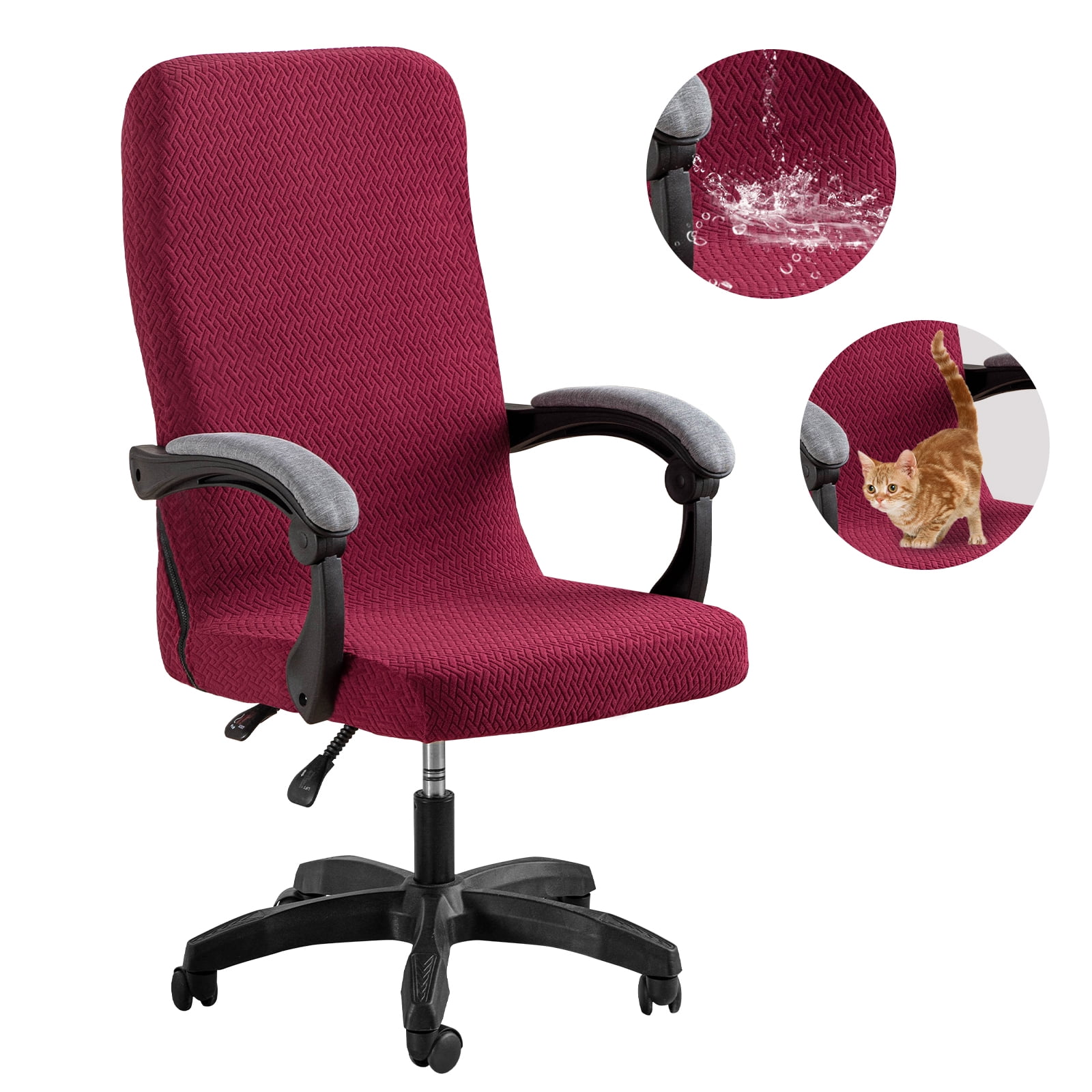 Jacquard High Back Office Chair Cover Stretchable Desk Chair Covers