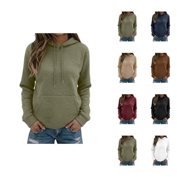 Jacquard Hoodie for Women 2025 Fall Winter Long Sleeve Casual Hooded Sweatshirt with Pockets Pullover Tops