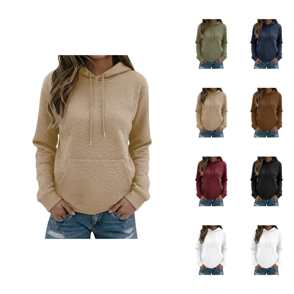 Jacquard Hoodie for Women 2025 Fall Winter Long Sleeve Casual Hooded Sweatshirt with Pockets Pullover Tops
