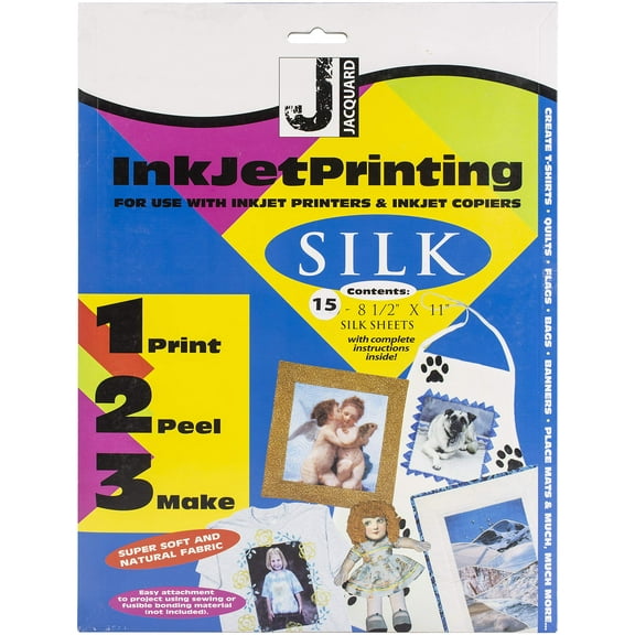 Jacquard Inkjet Fabric Kit - 8-1/2" x 11", Silk, Pkg of 15