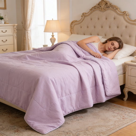 Jacquard Knit Cooling Blanket 59x78 Inch Breathable Ice Silk Summer Air Conditioner Cover Solid Color