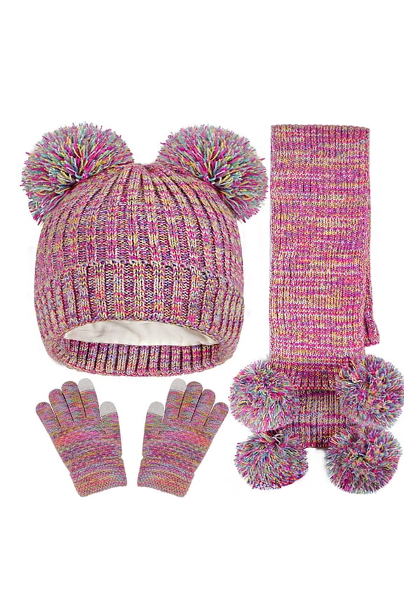 Jacquard Knit Winter Set for Kids Cozy Double Layer Hat and Long Scarf Suit Kids Winter Hats Children Knit Warm Caps