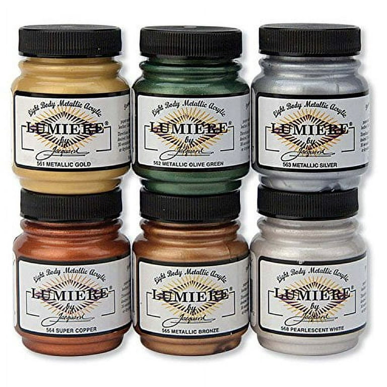 Jacquard Lumiere Metallic & Pearlescent Acrylic Paint Lot of 6 - 2.25oz 6  Colors