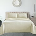 thumbnail image 1 of Jacquard Matelass 100% Cotton Basketweave 3-Piece Bedspread Set, Embossed Cotton Fabric, Soft, Breathable, Medium Weight, Basketweave, Oversized Bedding, Full, Ivory by Blue Nile Mills, 1 of 7
