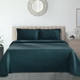 thumbnail image 1 of Jacquard Matelassé 100% Cotton Basketweave 3-Piece Bedspread Set, Embossed Cotton Fabric, Soft, Breathable, Medium Weight, Basketweave, Oversized Bedding , Full, Deep Sea by Blue Nile Mills, 1 of 7