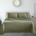 thumbnail image 1 of Jacquard Matelassé 100% Cotton Basketweave 3-Piece Bedspread Set, Embossed Cotton Fabric, Soft, Breathable, Medium Weight, Basketweave, Oversized Bedding , Queen, Sage by Blue Nile Mills, 1 of 7
