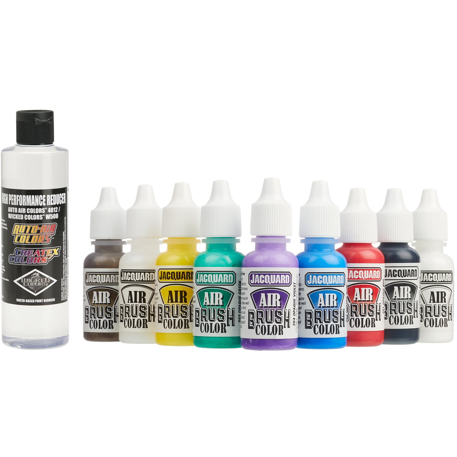 Jacquard Airbrush Paint Set - Opaque Colors Exciter Pack - 9-1/2 fl oz  Acrylic Paint Bottles - Bundled with Set of Moshify 5 Piece Airbrush  Cleaning
