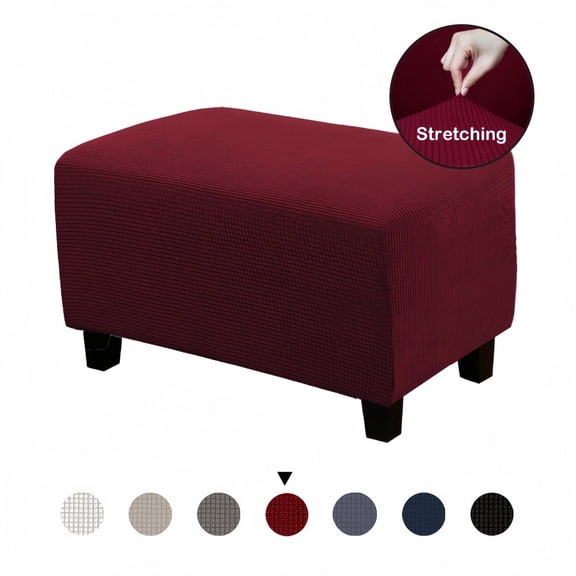 Jacquard Ottoman Slipcovers Folding Storage Stool Furniture Protector Cover Soft Thick Rectangle Foot Rest Slipcover