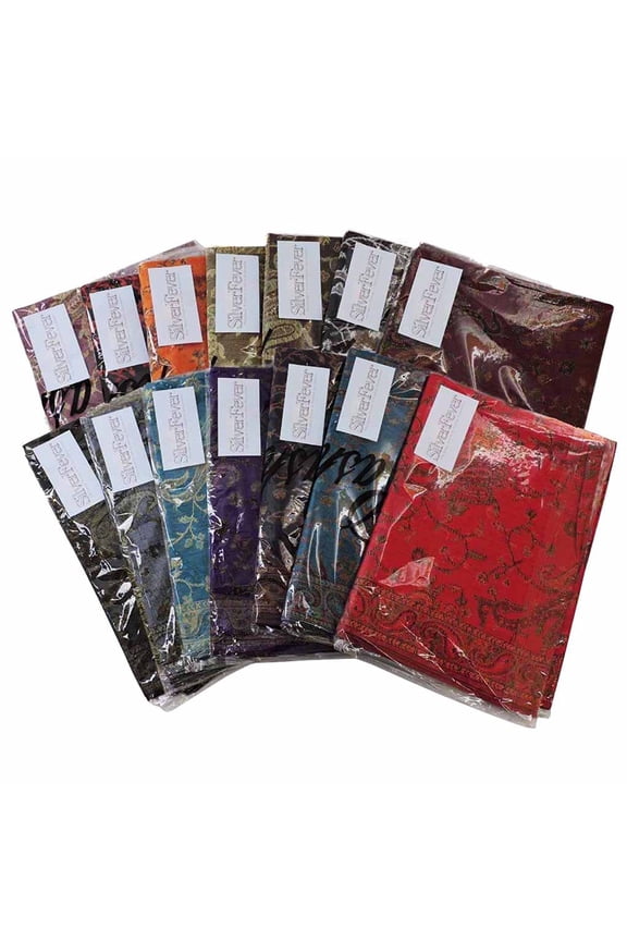 Jacquard Paisley Eastern Motif Pashmina Shawl Scarf Stole Wrap (Wine & Rust)