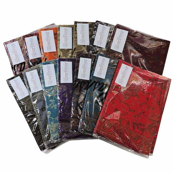 Jacquard Paisley Eastern Motif Pashmina Shawl Scarf Stole Wrap (Wine & Rust)