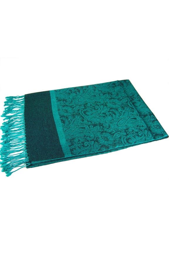 Jacquard Paisley Pashmina Shawl Wrap Elegant Double-Sided Two Tone Vintage Scarf