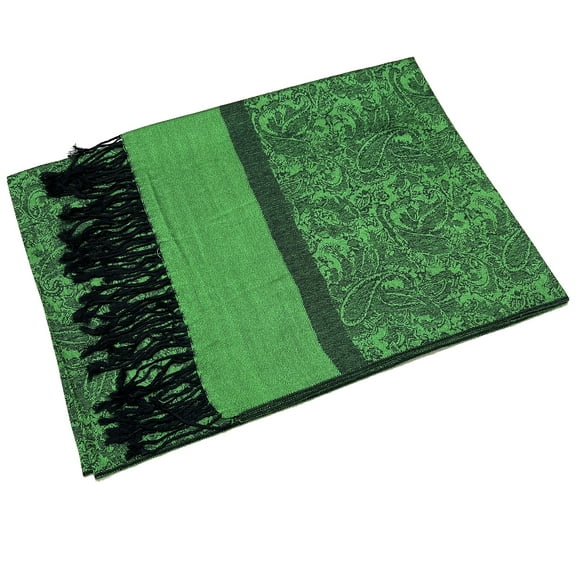 Jacquard Paisley Pashmina Shawl Wrap Elegant Double-Sided Two Tone Vintage Scarf