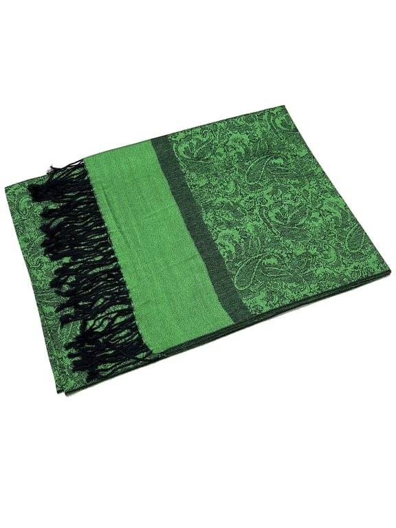 Jacquard Paisley Pashmina Shawl Wrap Elegant Double-Sided Two Tone Vintage Scarf