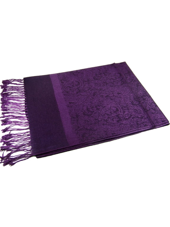 Jacquard Paisley Pashmina Shawl Wrap Elegant Double-Sided Two Tone Vintage Scarf