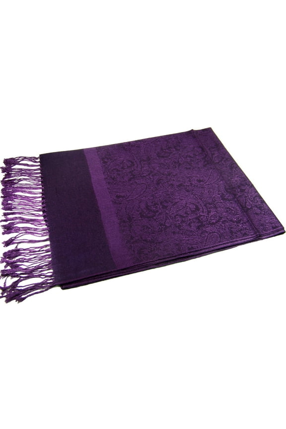 Jacquard Paisley Pashmina Shawl Wrap Elegant Double-Sided Two Tone Vintage Scarf
