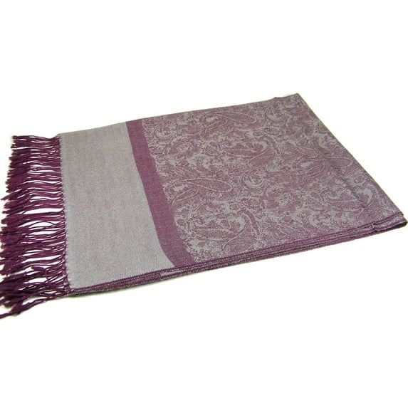 Jacquard Paisley Pashmina Shawl Wrap Elegant Double-Sided Two Tone Vintage Scarf