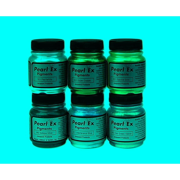 Jacquard Pearl Ex Powder Pigments, Assorted Metallic Colors, Set of 6