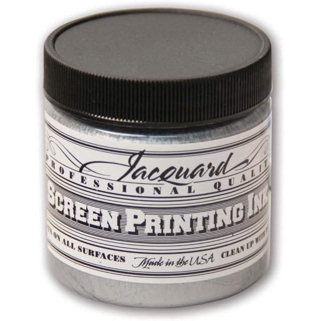 Jacquard Professional Screen Print Ink, WaterSoluable, 4oz Jar, Silver