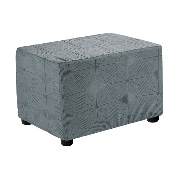 Jacquard Rectangle Footstool Cover Fit Length 24"-30", Light Gray