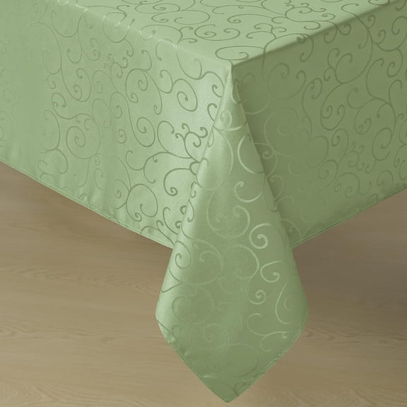 Jacquard Rectangle Tablecloth, Waterproof Elegant Damask Curly Floral Pattern Table Cloth, Washable Decorative Polyester Table Cover for Kitchen/Dining/Parties - Sage, 60 x 104 Inch