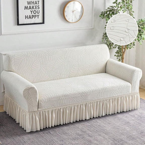 Jacquard Ruffled Elastic Sofa Cover - Living Room Pet Anti-Dirty All-Purpose Sofa Protector & Home Decoration Cushion Cover