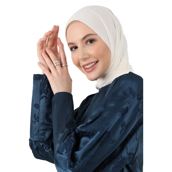Jacquard Satin Modest Dress Dark Navy Blue