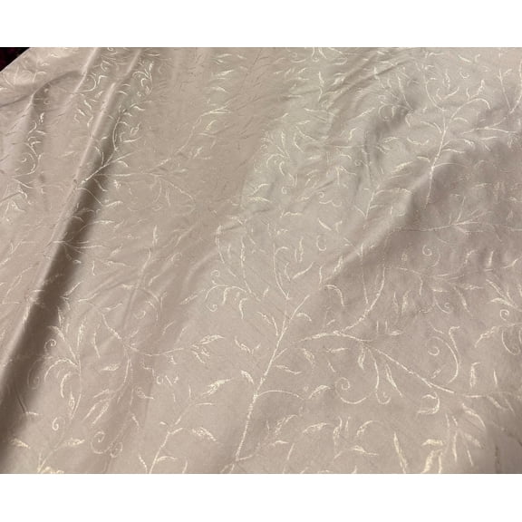 Jacquard Silk Fabric: French Damask Silk Leaf Design (Beige)