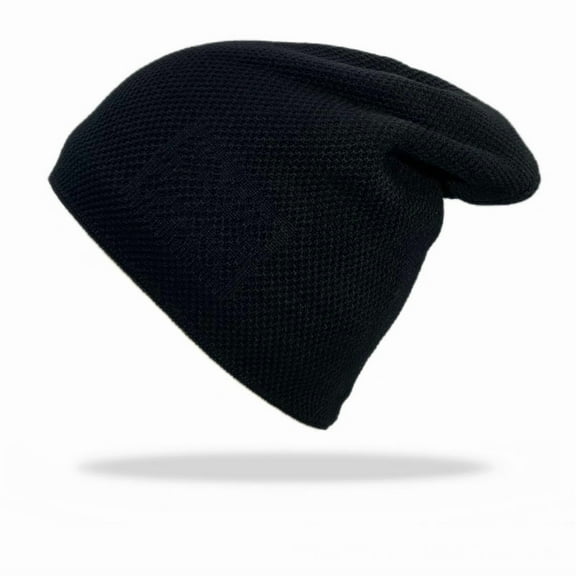 Jacquard Solid Color Fleece-Lined Thickened Knitted Slouchy Hat Ear Protection Warm Cold Hat Pullover Hat