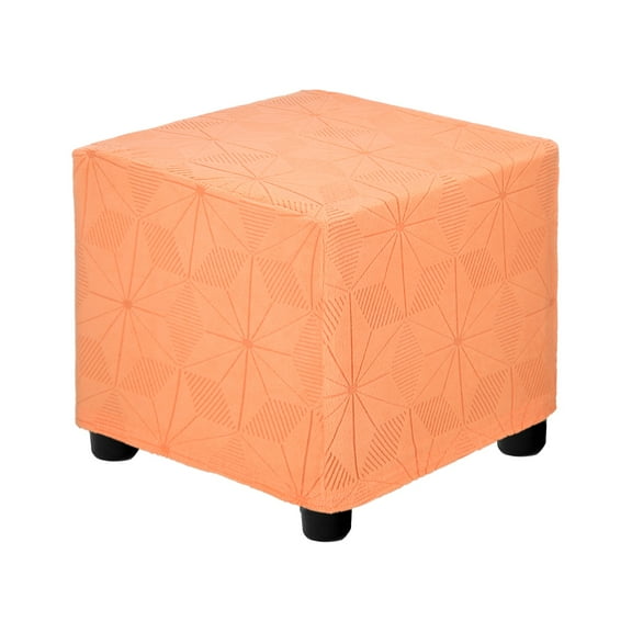 Jacquard Square Ottoman Cover Fit Length 13"-18", S-Large, Orange