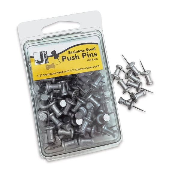 Jacquard Stainless Steel Push Pins - Box of 100