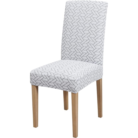 Jacquard Stretch Chair Covers for Dining Room Set of 6,Soft Thick Solid Luxury Dining Chair Slipcover Stretchable for Kitchen,Hotel,Restaurant,Ceremony Universal Size(6 Pieces, White & Grey)