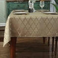 thumbnail image 1 of Jacquard Tablecloth Flower Pattern Polyester Table Cloth Spill Proof Dust-Proof Wrinkle Resistant Table Cover for Kitchen Dining Tabletop Decoration (Rectangle/Oblong, 52" x 70" (4-6 Seats), Gold), 1 of 7