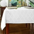 thumbnail image 1 of Jacquard Tablecloth Rectangle Damask Pattern Table Cloth Spillproof Wrinkle Resistant Polyester Table Cover for Indoor and Outdoor Use (Rectangle/Oblong, 60" x 102" (8-10 Seats), White), 1 of 8