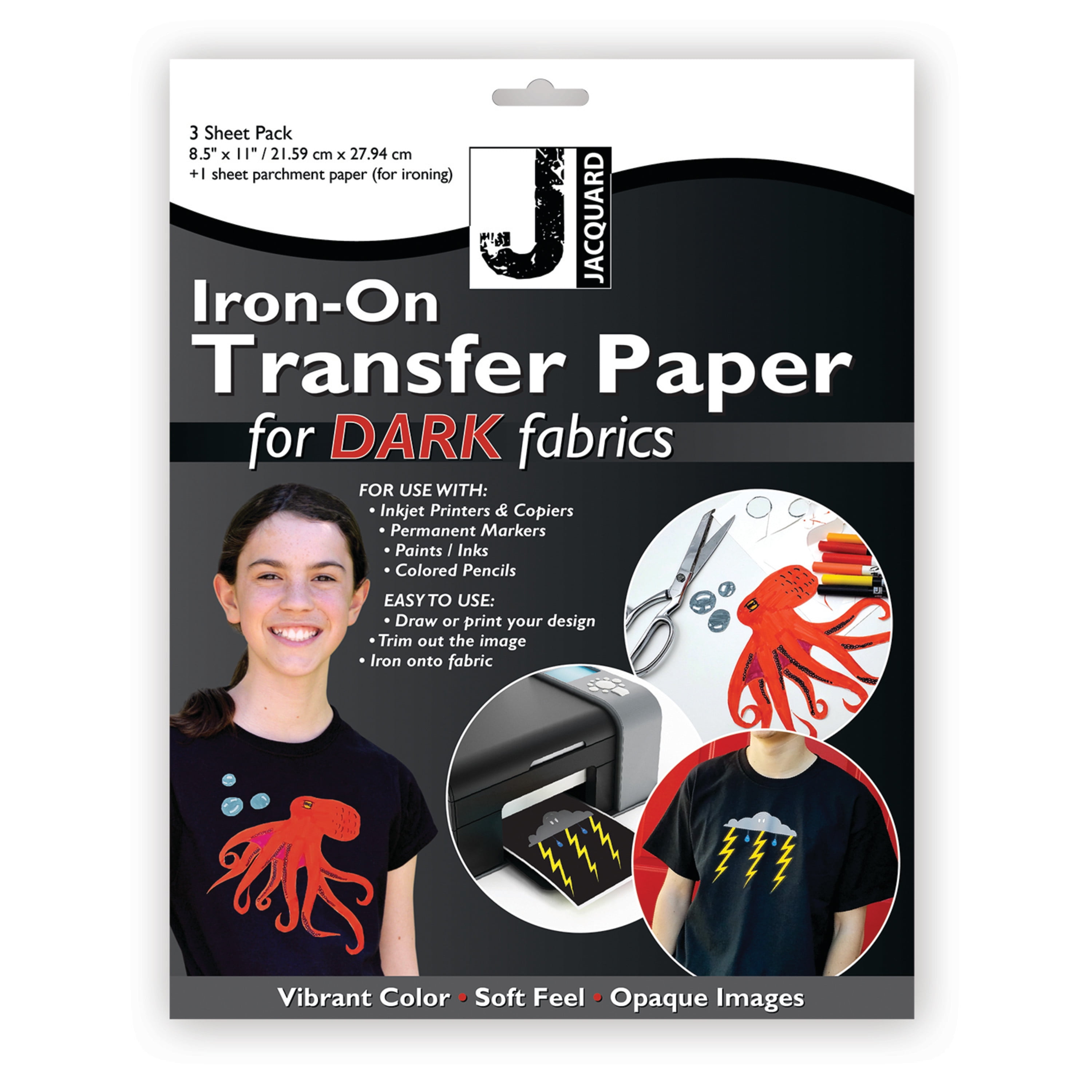 Avery Heat Transfer Paper for Dark Fabrics, 8.5 x 11 Paper Size