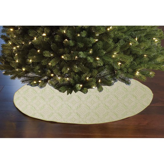 Jacquard Tribal Diamonds Holiday Tree Skirt Christmas Decoration 54" Round Large Skirt