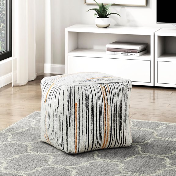 Jacquard Upholstered Pouf for Decor / Aesthetically Pleasing Home Addition