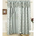 thumbnail image 1 of Jacquard Window Curtains For Living Room 2 panel set 54" x 84" Long with Attached Valance Sheer Backing and 2 Tie backs Elegant Fancy Design Perfect For Living Room and Bedroom (Gray), 1 of 7