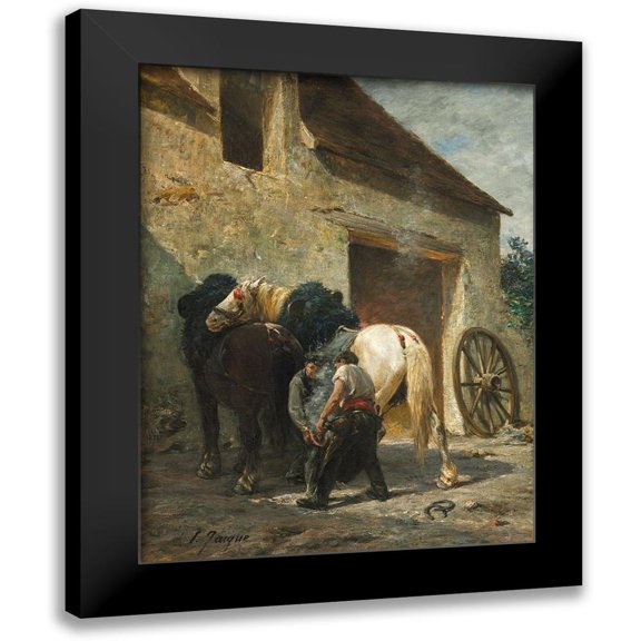 Jacque, Emile 12x14 Black Modern Framed Museum Art Print Titled - Blacksmiths
