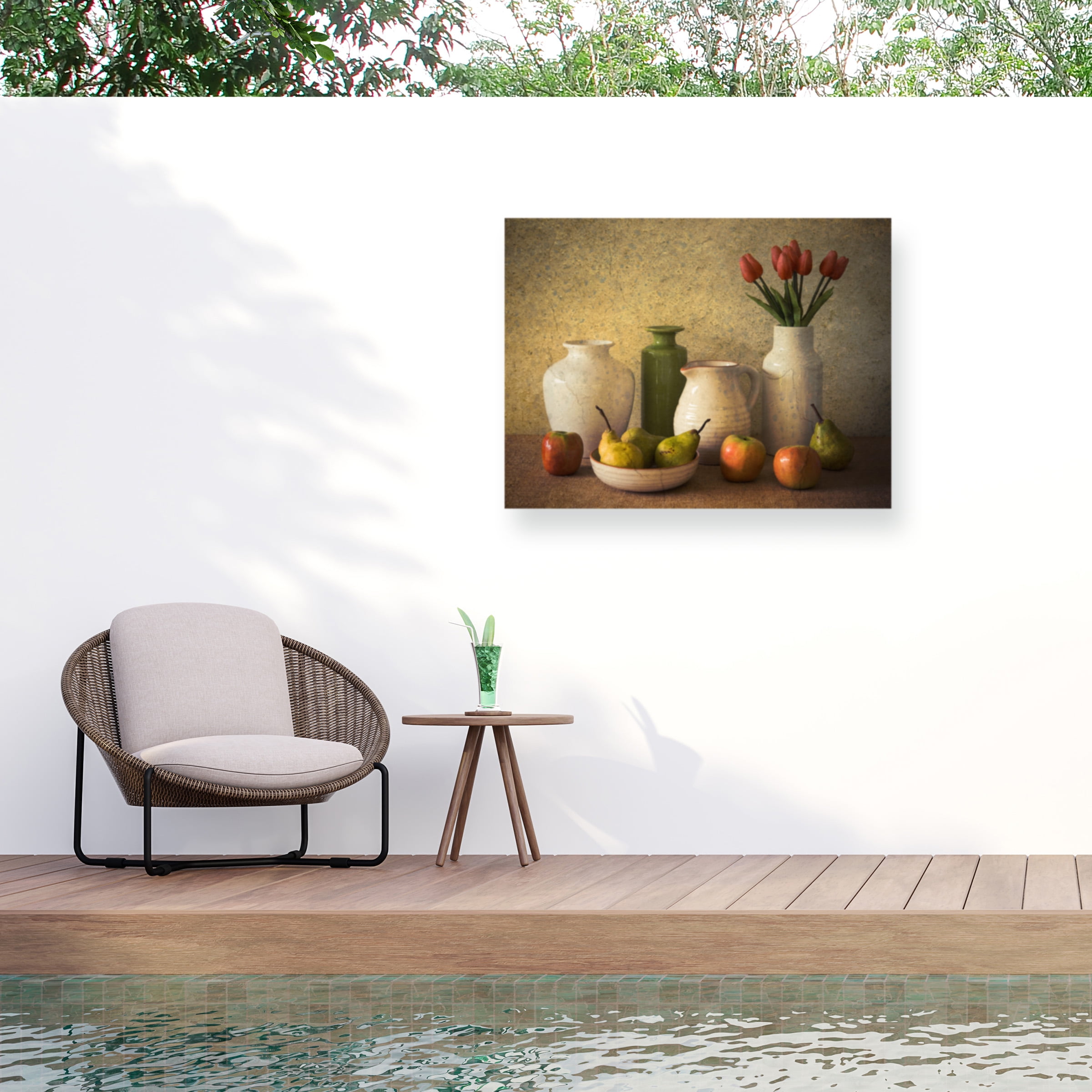 Jacqueline Hammer 'Apples Pears And Tulips' Outdoor Canvas