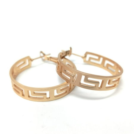 Jacqueline Kent Famous Key Designer Hoop Earrings (Gold, 30MM)
