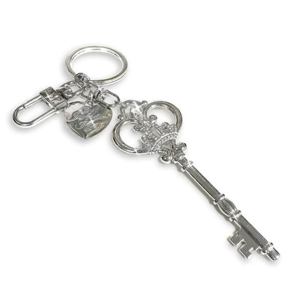 Jacqueline Kent Silver Key Purse Charm Keychain, 3.75 Inch Fashion Bag Accessory