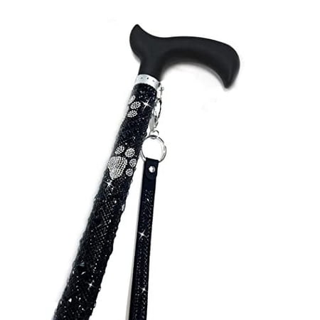 Jacqueline Kent Sugar Cane - Adjustable Cane - Diamonds in The Ruff - Black