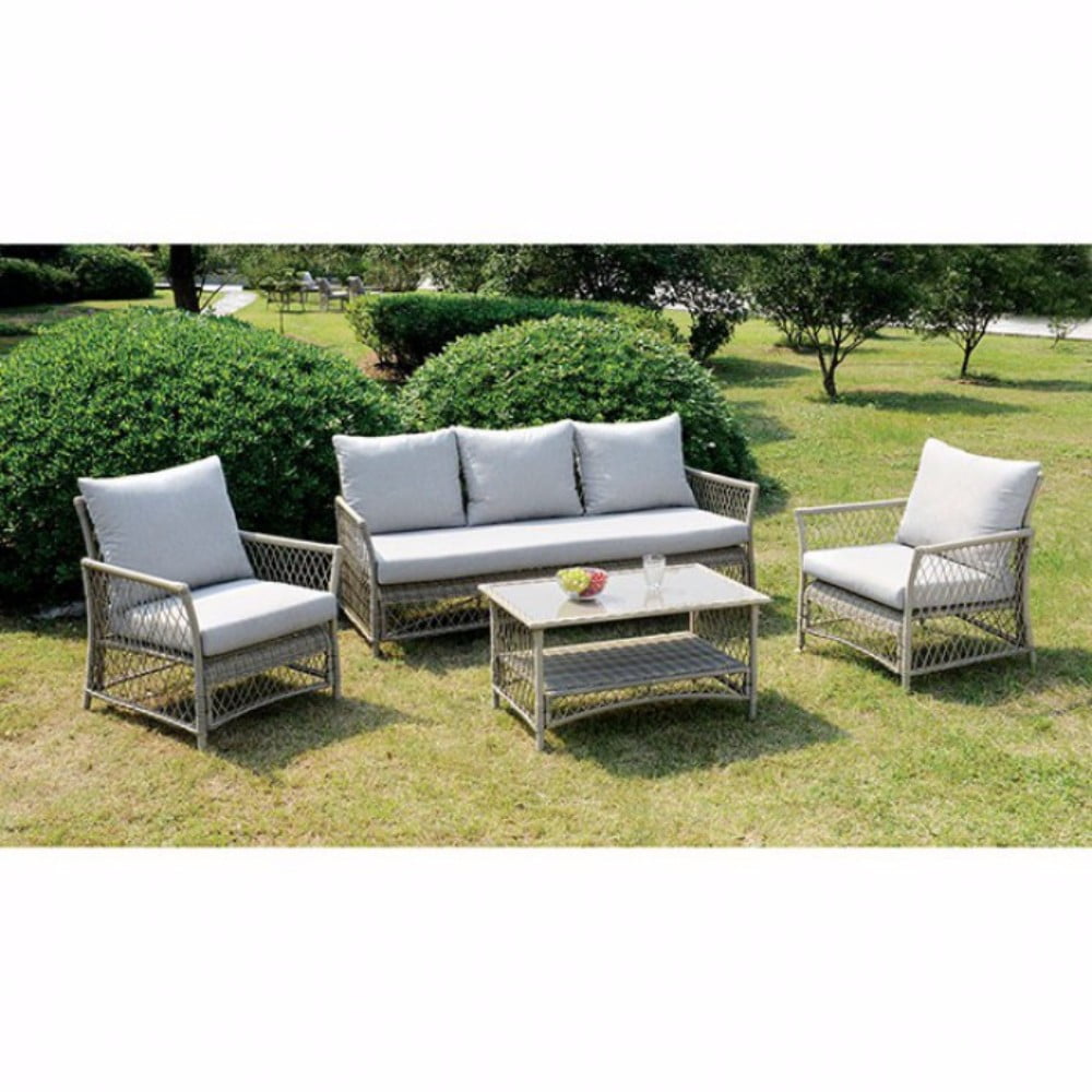 Jacquelyn Contemporary Patio Seating, Set Of 4, Light Gray