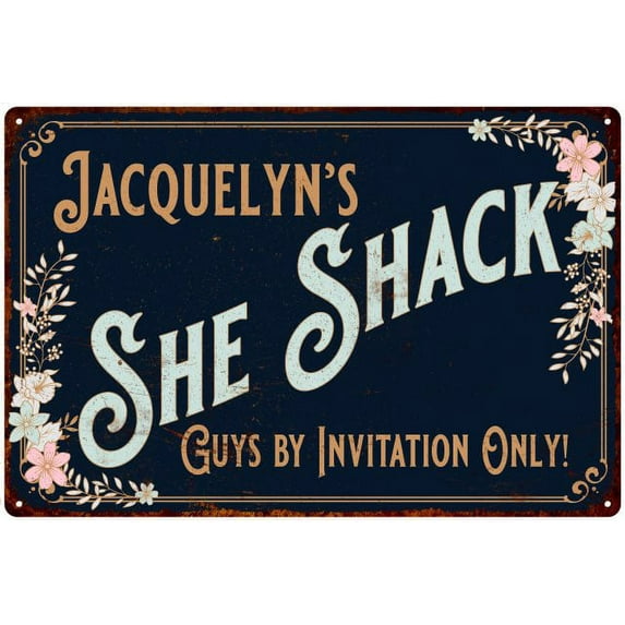 Jacquelyn's SHE SHACK Gift Sign Metal Wall Decor 8x12 Mom 108120060385